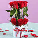 Romantic Red Roses Mug Arrangement