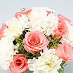 Pink Roses & White Carnations Vase