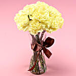 Sunny 15 Yellow Carnations Vase
