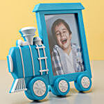 Personalised Blue Train Photo Frame