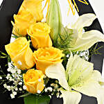 Yellow Roses & White Lilies In FNP Sleeve