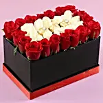 White & Red Roses Love Box