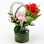 Tulips & Hydrangea in Glass Jar