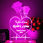 Personalised Roses Pink LED Night Lamp
