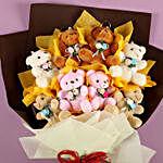 8 Cuddly Teddy Bears Bouquet
