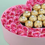 Artificial Roses & Chocolates Heart Box