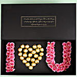 I Love U Artificial Roses & Chocolates Box