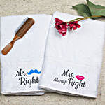 Personalised Mr Mrs Right Towel Set