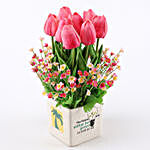 Artificial Pink Tulips & Gypsophila