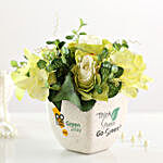 Bunch of Artificial Mixed Flowers Go Green Pot