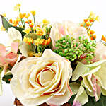 Mixed Pink & Yellow Artificial Flowers In Vase