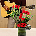 12 Red Roses Vases Melodious Combo 10 to 15 Min