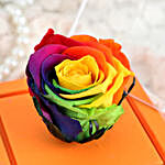 Rainbow Forever Rose In Orange Box