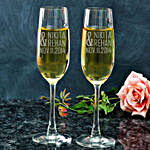 Personalised Couple Set Champagne Glasses