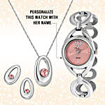 Personalised Pink Watch & Pendant Set