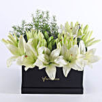 10 White Asiatic Lilies Box Arrangement
