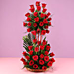 Romantic 50 Roses Basket Arrangement
