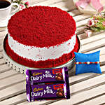 Red Velvet Cake With Rakhi & Chocolates