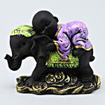 Sleeping Monk On Elephant Idol- Black
