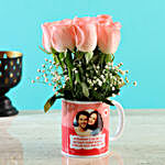 Delicate Pink Roses In Printed Mug