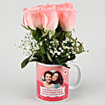 Delicate Pink Roses In Printed Mug