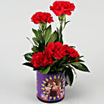 Red Carnations Bunch In Black Personalised Mug