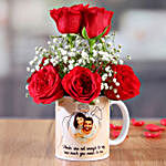 Red Roses In White Personalised Mug