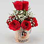 Red Roses In White Personalised Mug