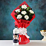 White Carnations & Personalised Better Half Bottle