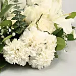 White Gorgeous Flowers In Wooden Tray