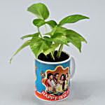 Beautiful Money Plant In Diwali White Mug