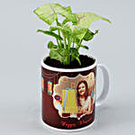 Syngonium Plant In Personalised White Mug Pot
