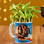 Two Layer Bamboo Plant In White Personalised Mug