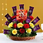 Floral Bouquet With Chocolates & Ganesha Table Top