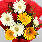 Colourful Roses Gerberas Bouquet With Clay Diyas