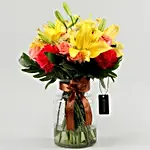 Colourful Mix Of Flowers In Vase