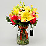 Colourful Mix Of Flowers In Vase