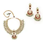 Estele Mirror Kundan & Red Enamel Necklace Set