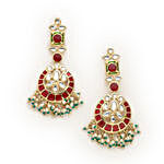 Estele Mirror Kundan & Red Enamel Necklace Set