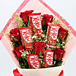 Red Roses Bunch With Nestle Kitkat Chocolates