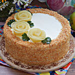Roses On Top Pineapple Designer Cake- Half Kg