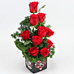 Bunch Of 10 Red Roses In Love You Sticker Vase