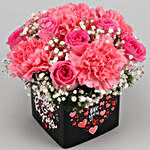 Pink Roses And Carnations In Love You Sticker Vase