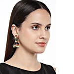 Red And Black Gold Plated Dome Shape Jhumkas