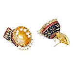 Red And Black Gold Plated Dome Shape Jhumkas