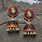 Beautiful Red And Black Gold Plated Dome Shape Jhumkas