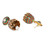 Red And Green Dome Shape Jhumkas