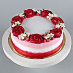 Lovely Red Roses Around Vanilla Cake 1 Kg