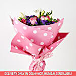 Beautiful 10 Pink Roses 4 Blue Statice Charming Bouquet