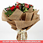Red Roses Bouquet in Jute Wrapping
